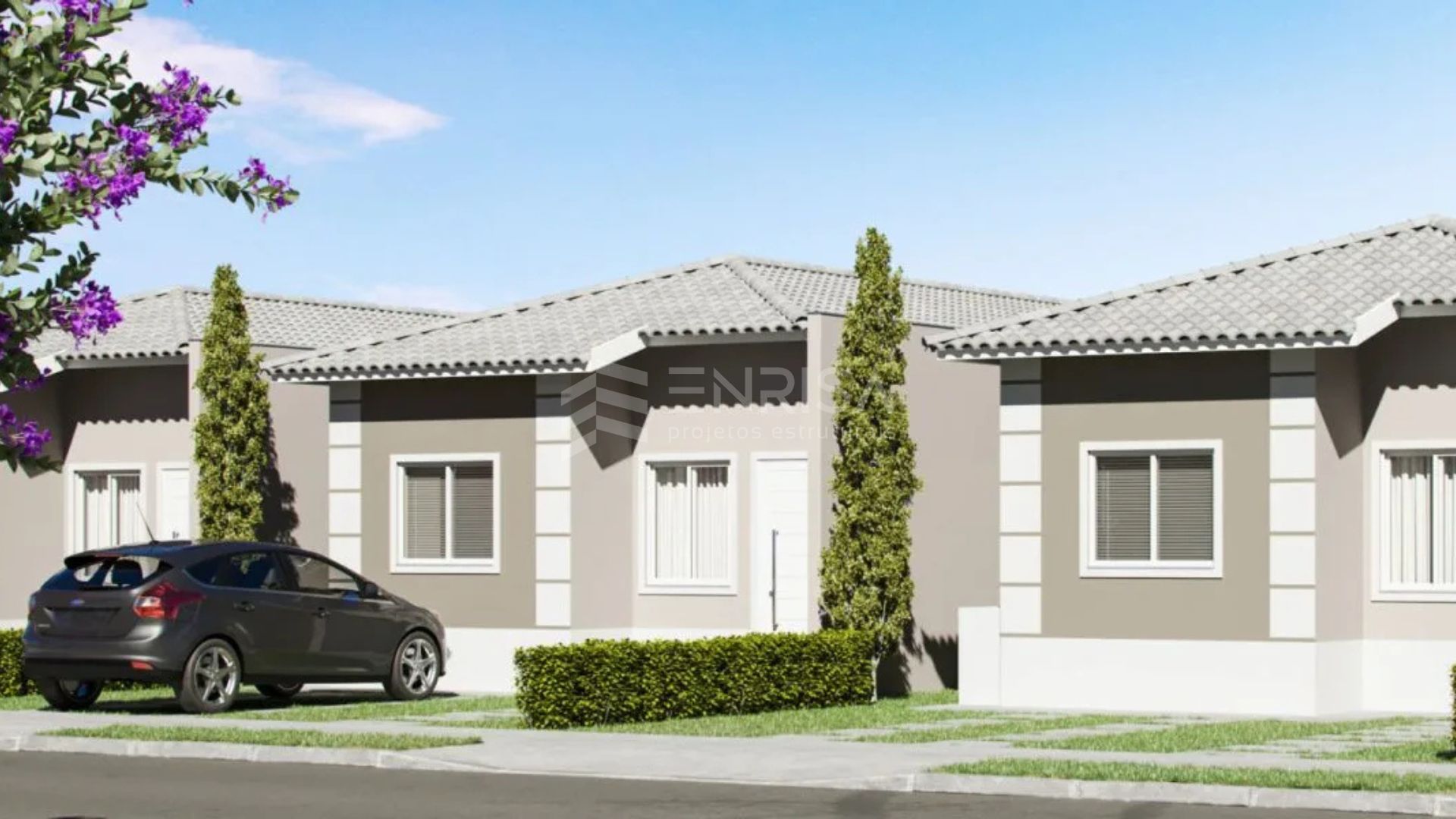 Projeto estrutural Jardim Flamboyant em Nova Odessa desenvolvido pela Enrisa Engenharia, bairro planejado com 217 casas em alvenaria estrutural eficiente.